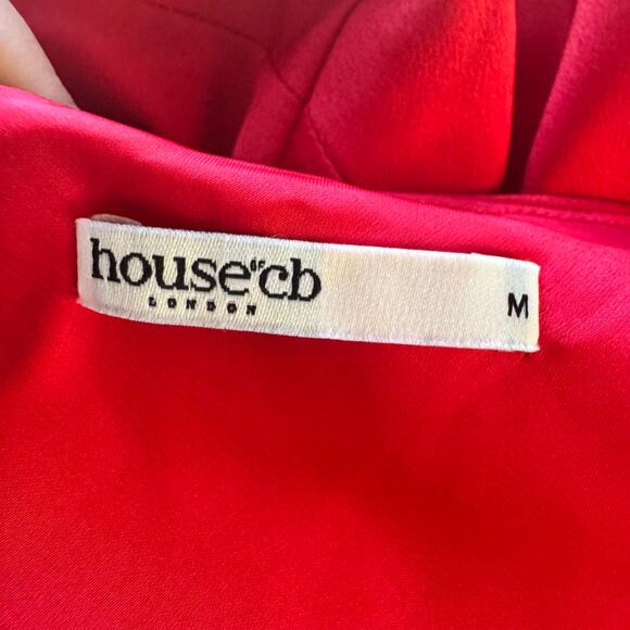 House of CB Colette Low Waist Skirt Red Sz M Satin Maxi - Picture 4 of 6